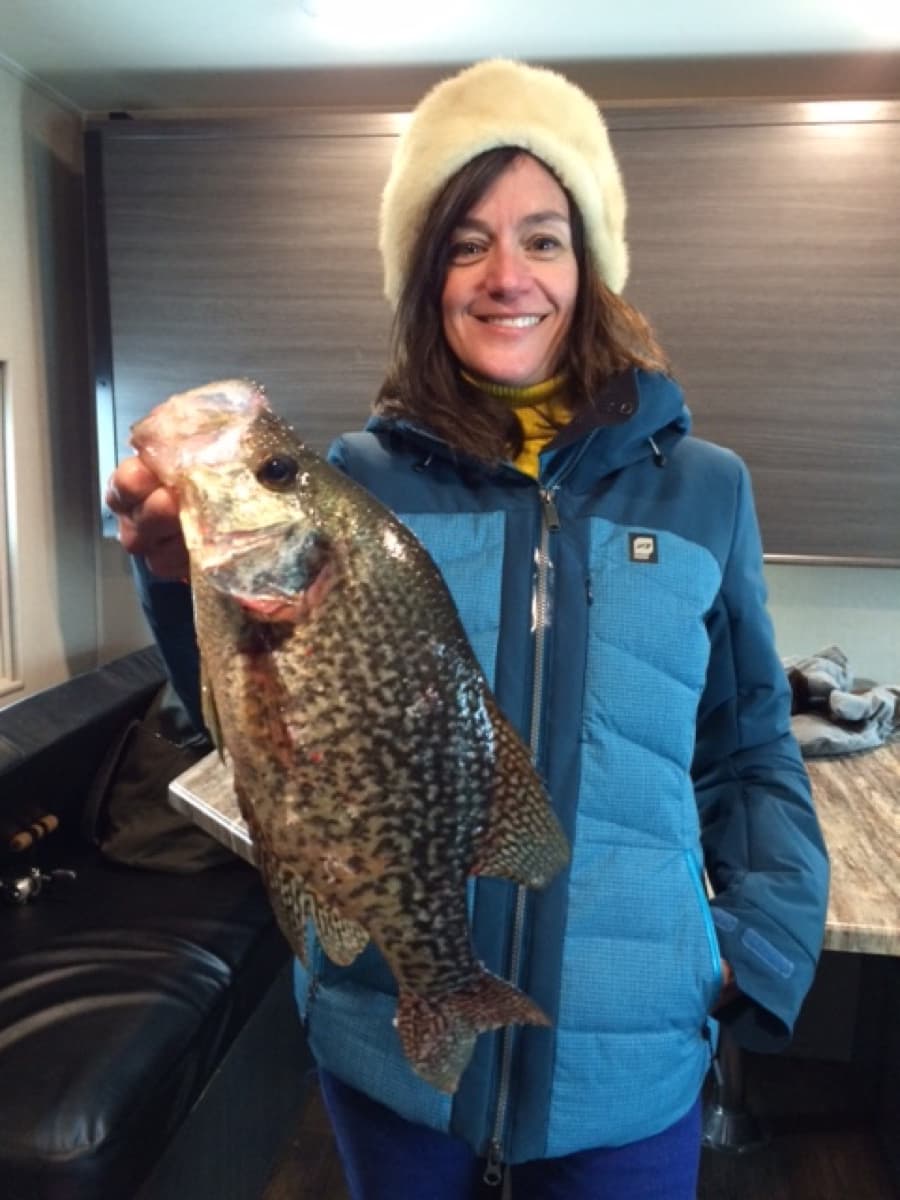 Huge crappie caught on a Canada ice fishing trip