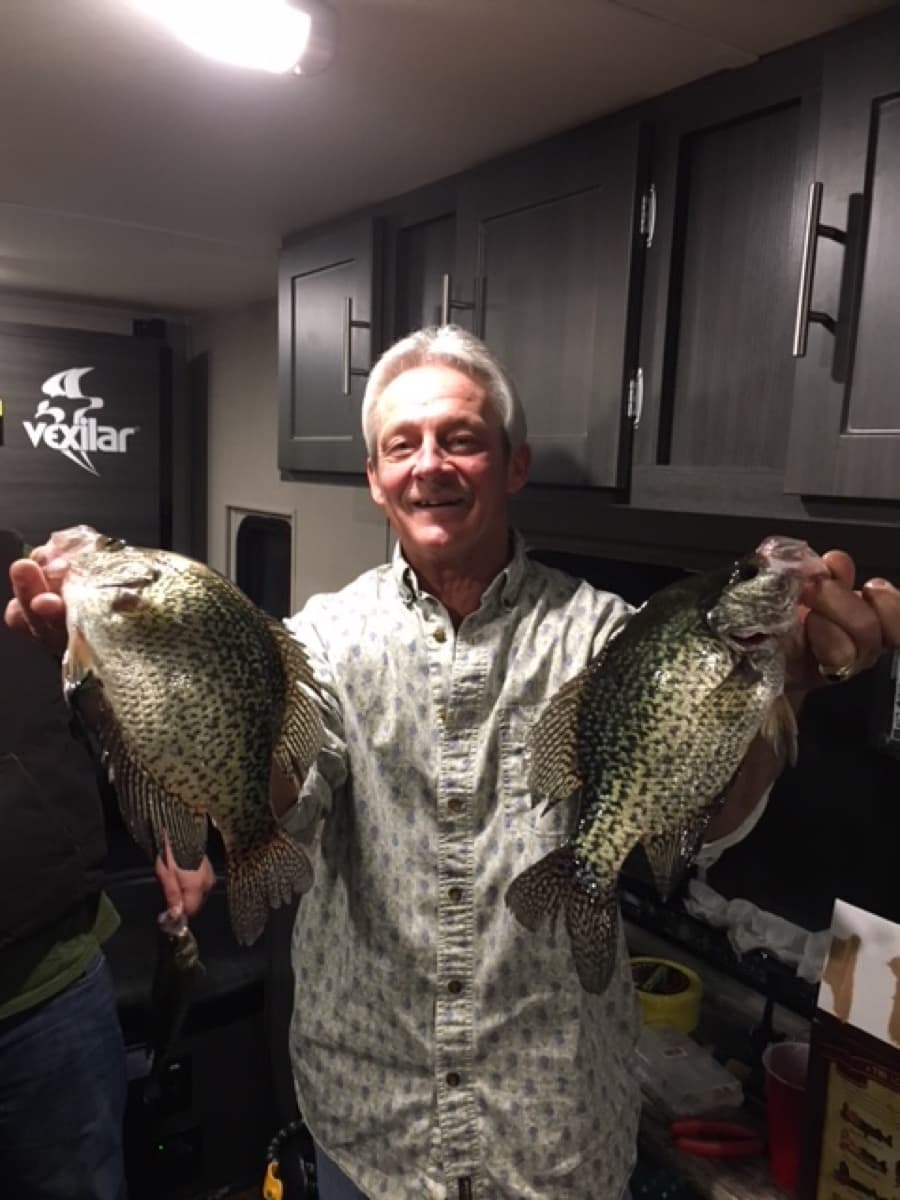 Crappies caught inside the ice house
