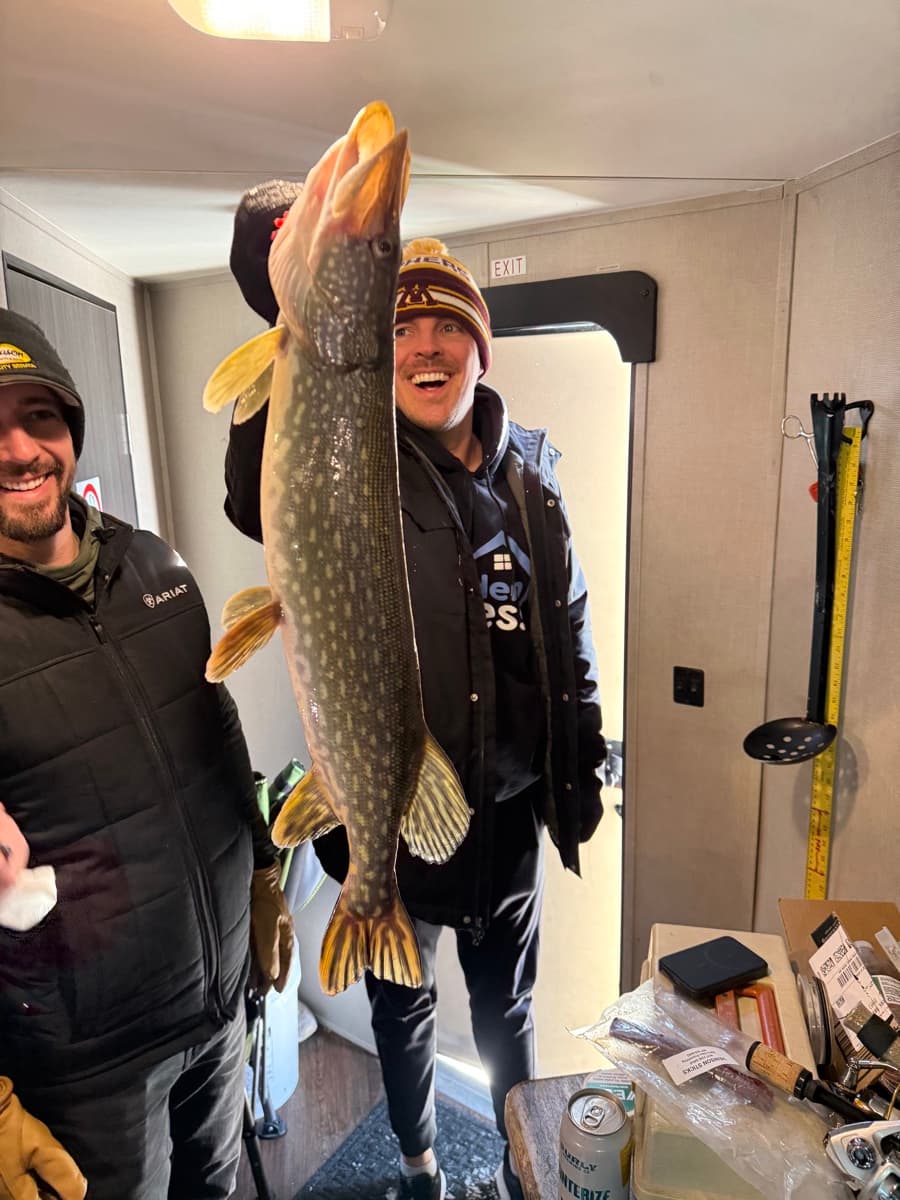 Nice pike caught inside the ice house