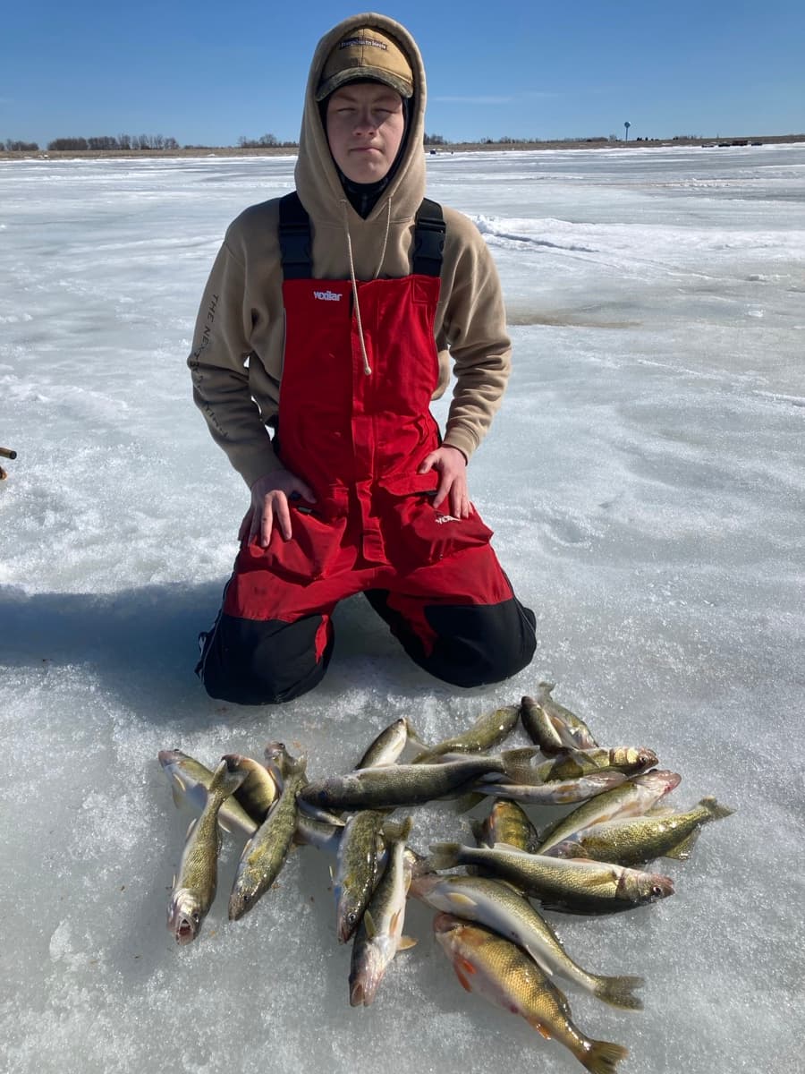 Will with walleyes and perch haul