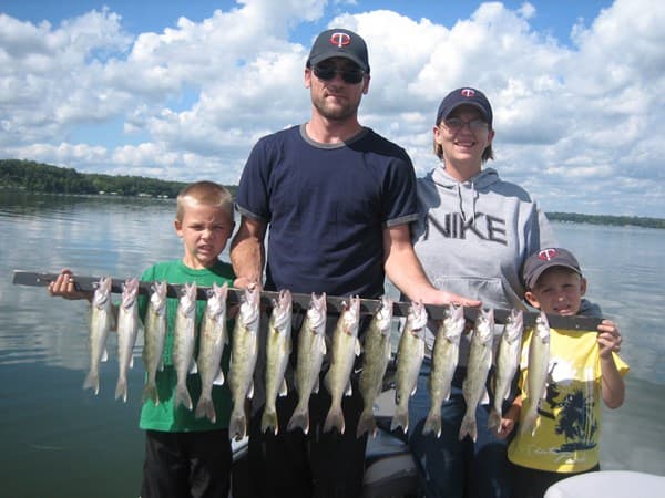 Walleye fishing action shot